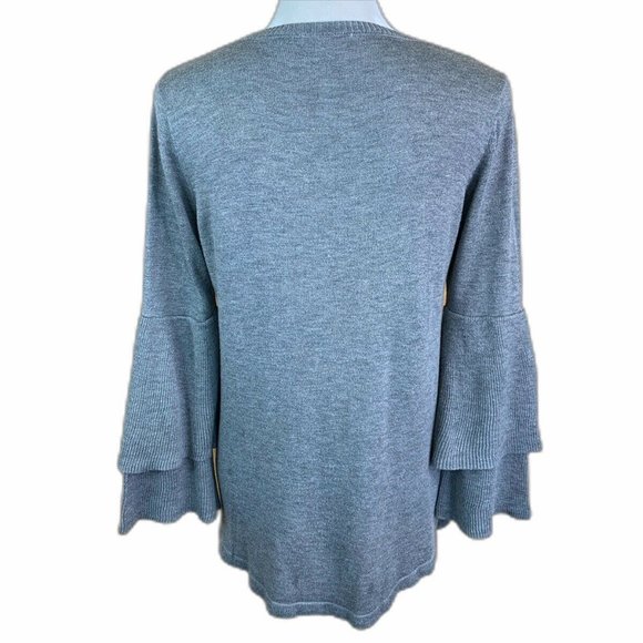 Kensie -  Stretch Crew Neck Ruffle Sweater - Picture 6 of 9